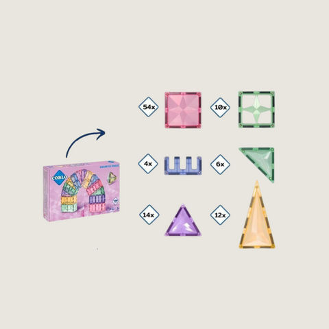 coblo pastel magnetische bouwblokken - 100 stuks - Tiny Library