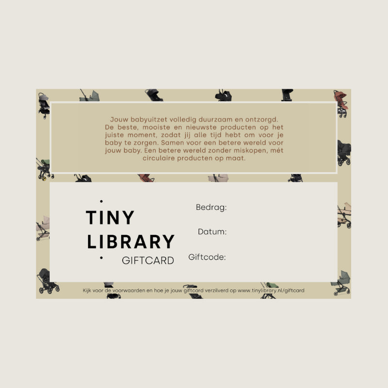 kinderwagen cadeaubon voor babyproducten - Tiny Library