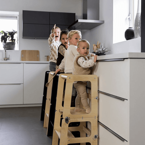 jindl montessori 2-in-1 houten leertoren - Tiny Library