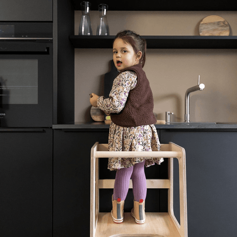 jindl montessori 2-in-1 houten leertoren - Tiny Library