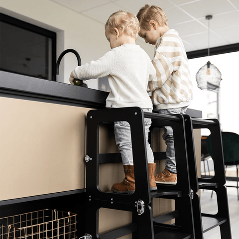 jindl montessori 2-in-1 houten leertoren - Tiny Library