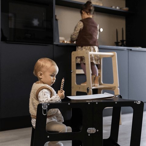 jindl montessori 2-in-1 houten leertoren - Tiny Library