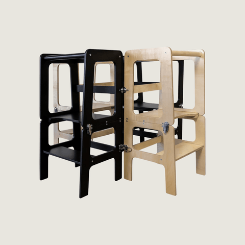 jindl montessori 2-in-1 houten leertoren - Tiny Library