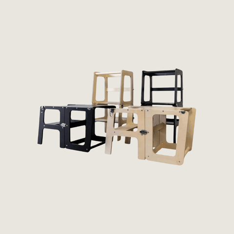 jindl montessori 2-in-1 houten leertoren - Tiny Library