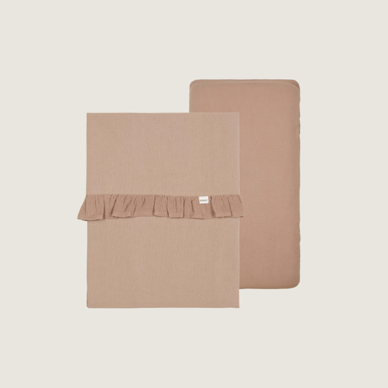 Koeka Wieglaken en hoeslaken set Ruffle in caffe - Tiny Library