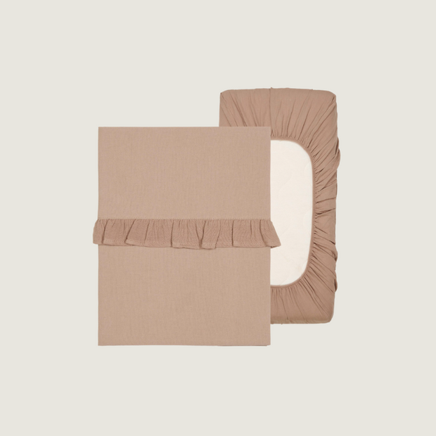 Koeka Wieglaken en hoeslaken set Ruffle in caffe - Tiny Library