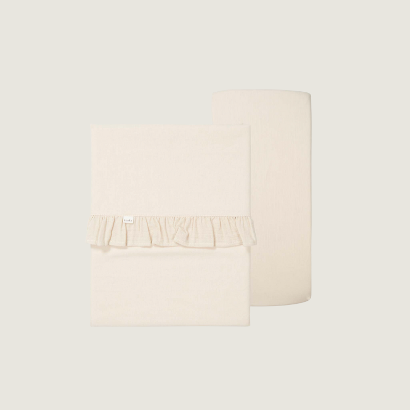 Koeka Wieglaken en hoeslaken set Ruffle in warm white - Tiny Library