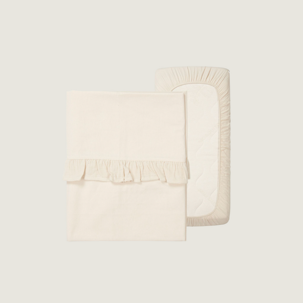 Koeka Wieglaken en hoeslaken set Ruffle in warm white - Tiny Library