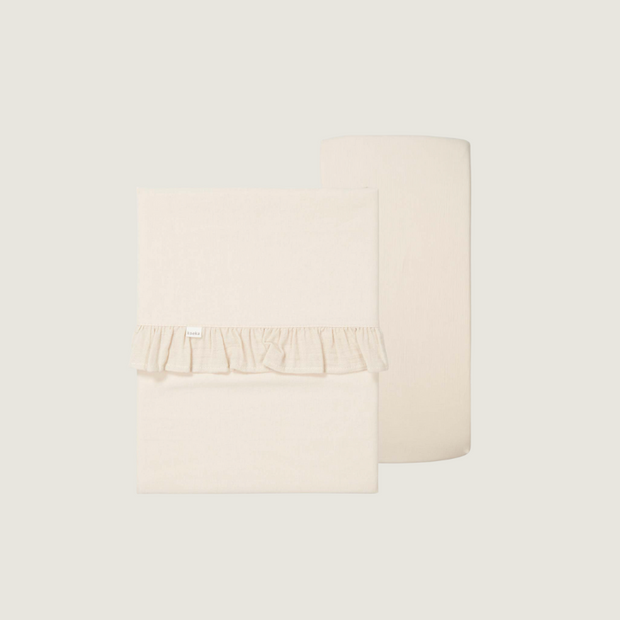 Koeka Wieglaken en hoeslaken set Ruffle in warm white - Tiny Library