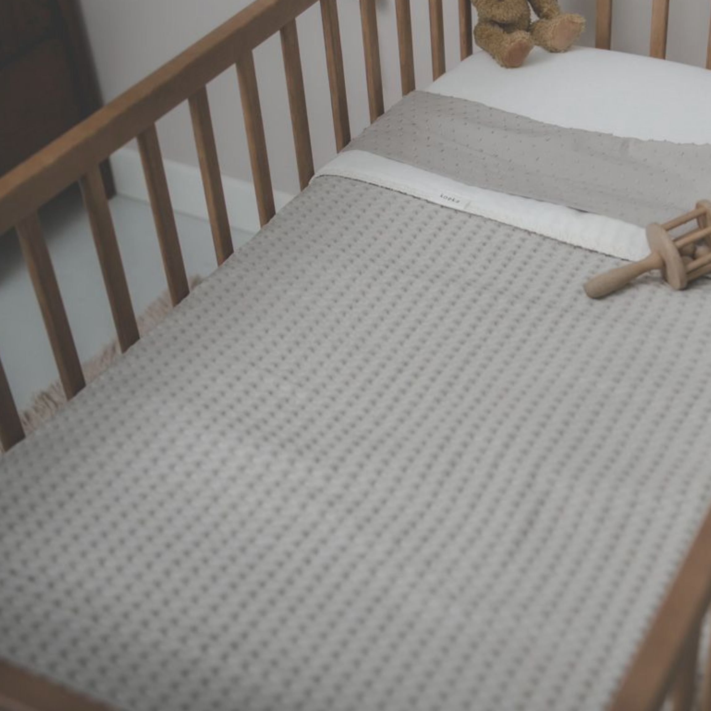 Koeka Wiegdeken Cotton Fleece Wafel Amsterdam Sand Tiny Library 