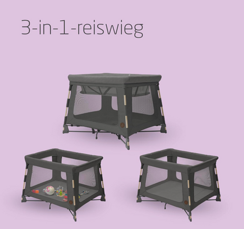 maxi-cosi swift 3-in-1 kinderbedje, reiswieg en box - Tiny Library