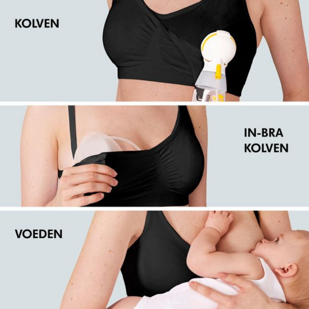 Medela-3-in-1-Borstvoedings-en-kolf beha -  Zwart - Tiny-Library